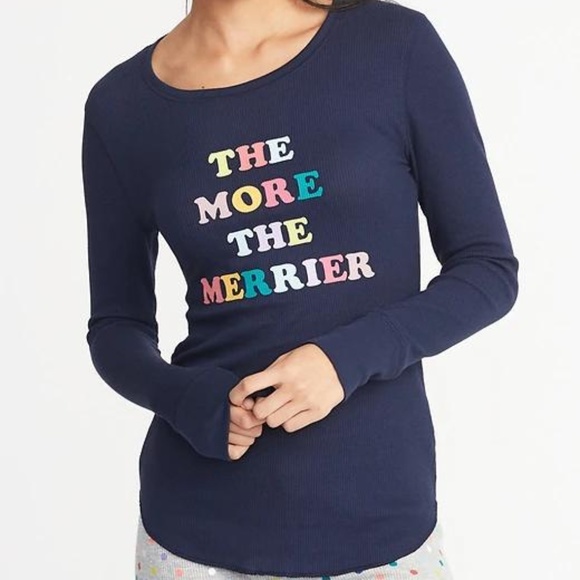 Old Navy Tops - Slim-Fit Holiday Graphic Thermal-Knit Top Womens